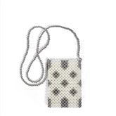Sac à bandoulière pour téléphone portable fait à la main avec perles de couleur contrastée et petites perles fraîches